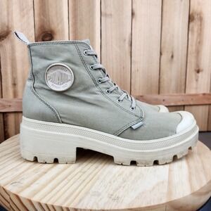 Palladium Boots Womens 10 Pallabase Twill Mid Combat Shoes Sneakers‎